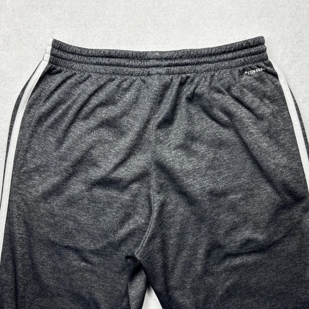 adidas 3 Stripe Track Pants Mens Large Charcoal Gray Heather Fleece Sweatpants